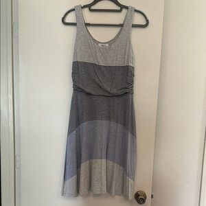 Striped Sleeveless Casual Summer Dress - Gray & Navy